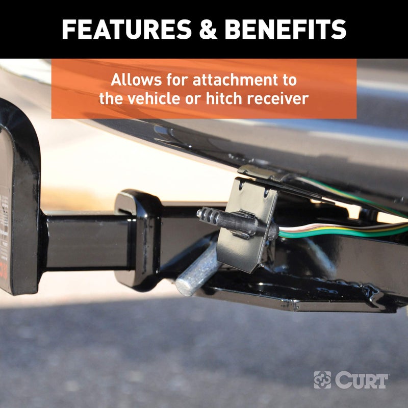 CURT 58300 Vehicle-Side Trailer Wiring Harness Mounting Bracket for 4-Way Flat, GLOSS BLACK POWDER COAT - Image 4