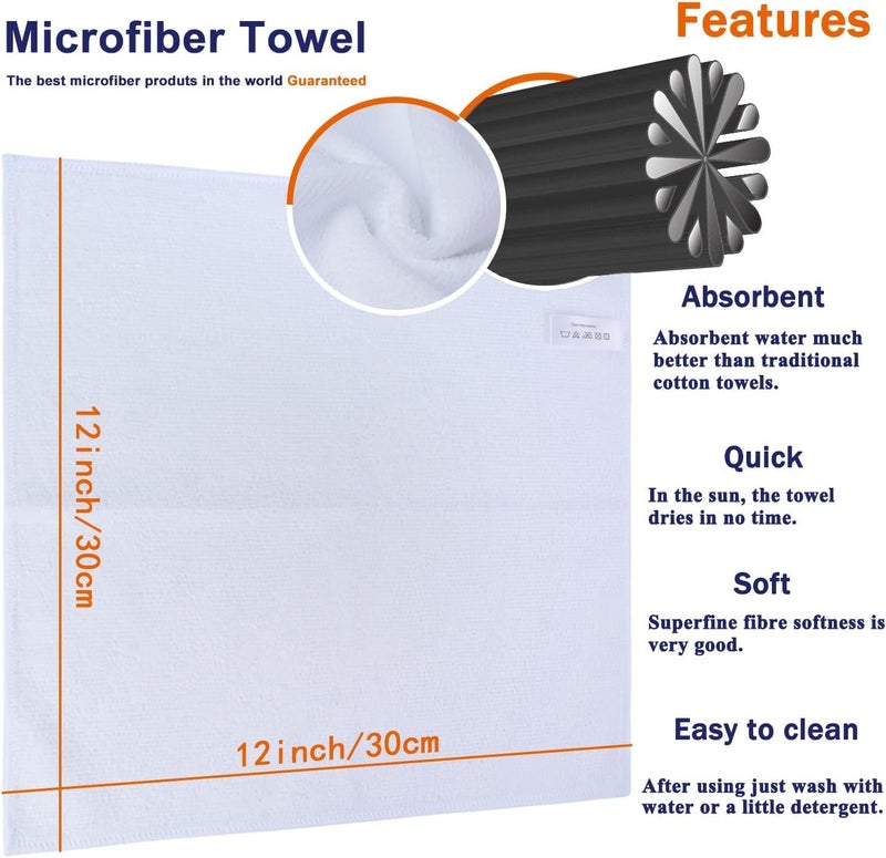 Showstopper Microfiber Cleaning Cloths for Kitchen & Home – White, Pack of 10, 30x30cm, 250 GSM, Ultra Soft, Streak-Free, Lint-Free, Washable Kitchen Towel, Dusting Cloth and Car Cleaning Cloths - Image 2