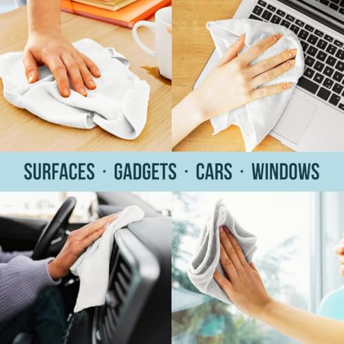 Showstopper Microfiber Cleaning Cloths for Kitchen & Home – White, Pack of 10, 30x30cm, 250 GSM, Ultra Soft, Streak-Free, Lint-Free, Washable Kitchen Towel, Dusting Cloth and Car Cleaning Cloths - Image 3