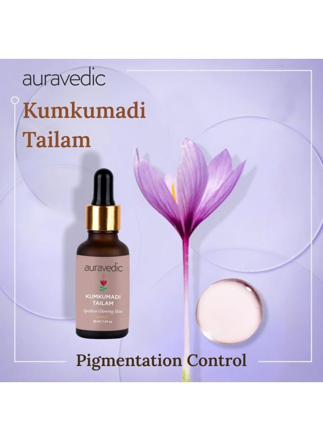 Auravedic kumkumadi tailam from kerala Pack of 2. kumkumadi face oil for glowing skin. Pure luxuriously smooth kumkumadi oil for a brighter everyday glow. kumkumadi tailam for face for women ,men 30ml - Image 2