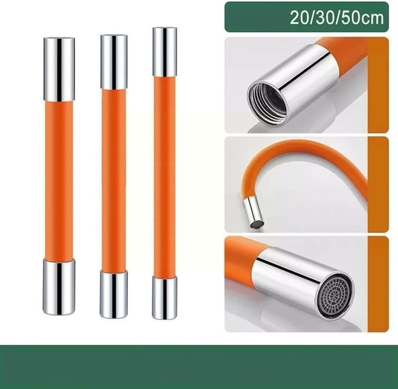 Foaming Extension Tube,faucet extension tube ，Kitchen Faucet Extension Hose Bathroom 360° Rotation Bending Wash Saving Extension Extender Tap Water Basin Filter (Color : 50cm-Black) (Color : 20cmblac - Image 2