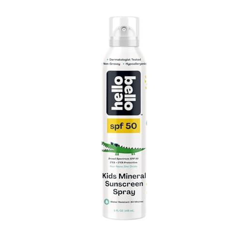 Hello Bello SPF 50 Kids Mineral Sunscreen Spray Hypoallergenic Broad Spectrum UVA and UVB Protection Reef Friendly and Water Resistant 5 oz