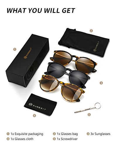SUNGAIT Premium Vintage Round Sunglasses for Women Men Classic Retro Trendy Style - Image 5
