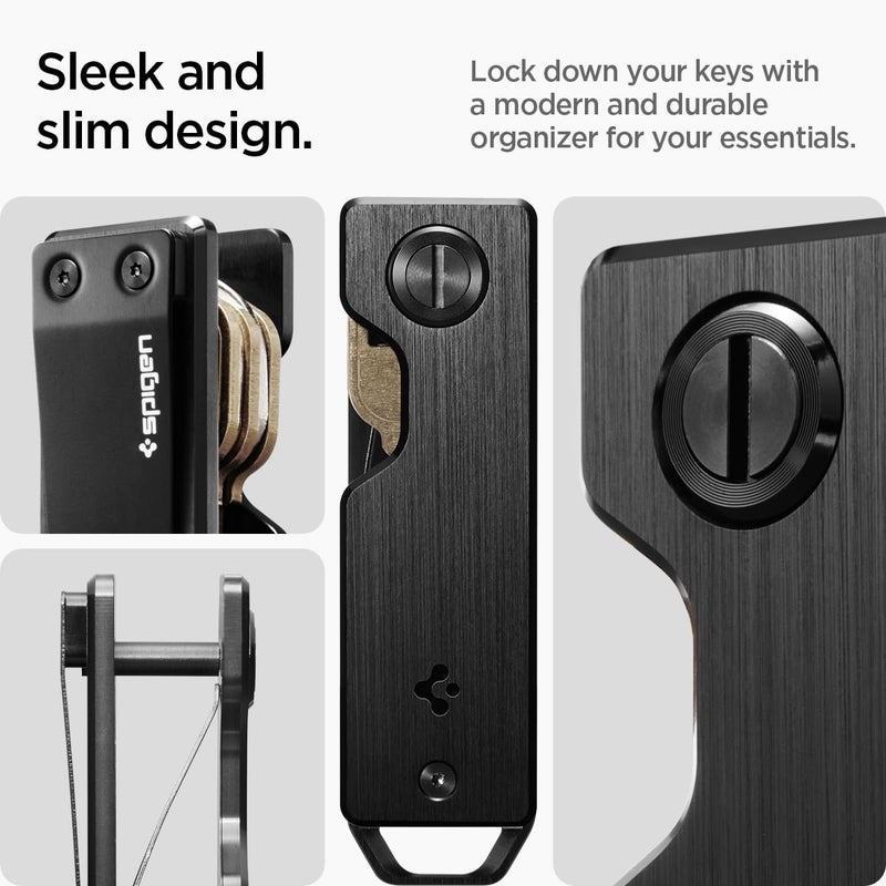 Spigen Spigen Life Metal Fit Key Chain Key Holder Metallic Key Organizer Minimalist Compact Keyholder with Key Ring - Black  - Image 2