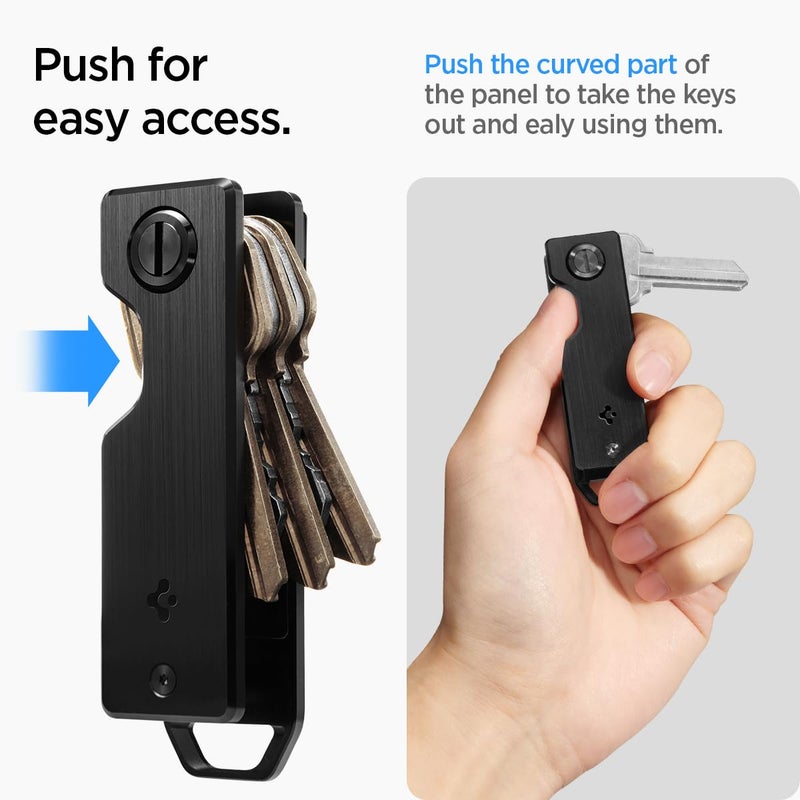 Spigen Spigen Life Metal Fit Key Chain Key Holder Metallic Key Organizer Minimalist Compact Keyholder with Key Ring - Black  - Image 5