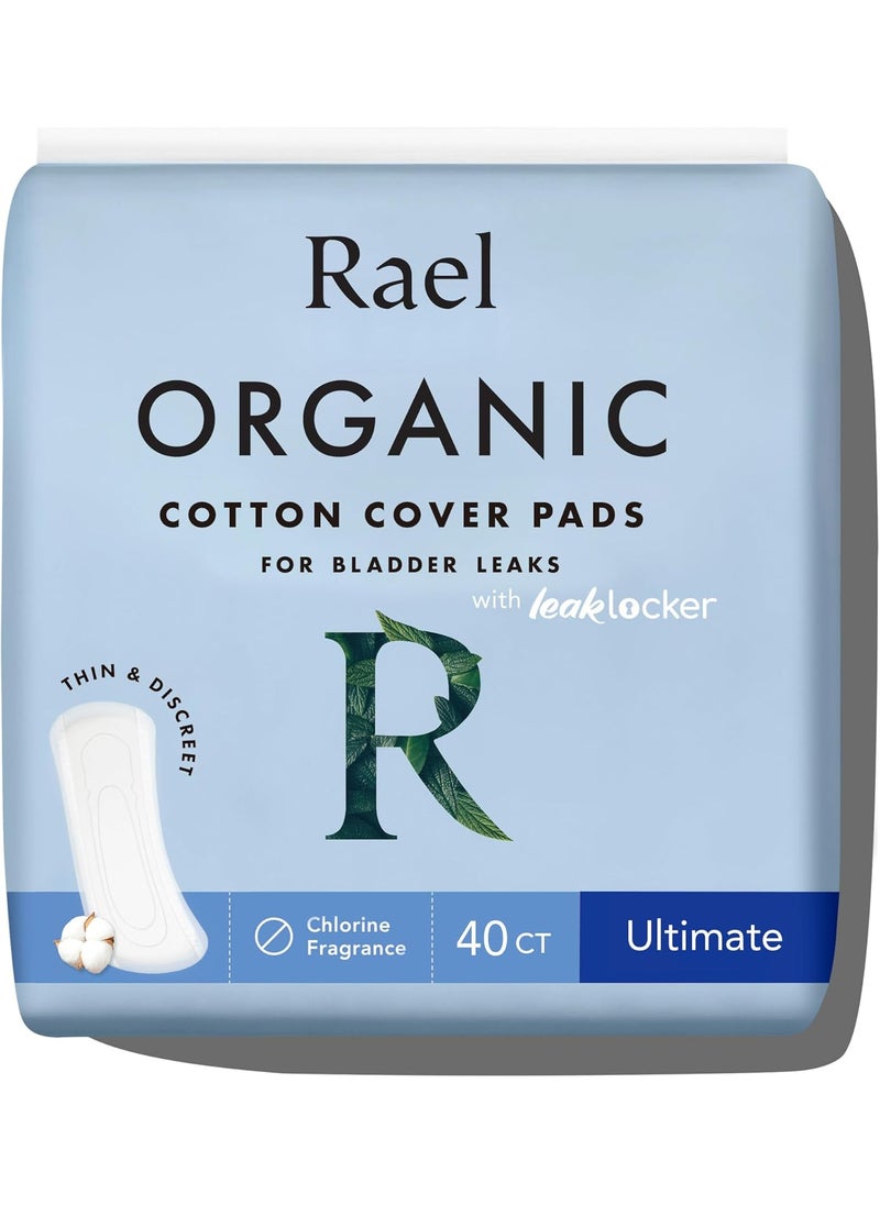 Rael Rael Incontinence Pads for Women, Organic Cotton Cover, Postpartum Essential, Heavy Absorbency, Bladder Control, 4-Layer Core with Leak Guard Technology, Long Length (Ultimate, 40 Count) 