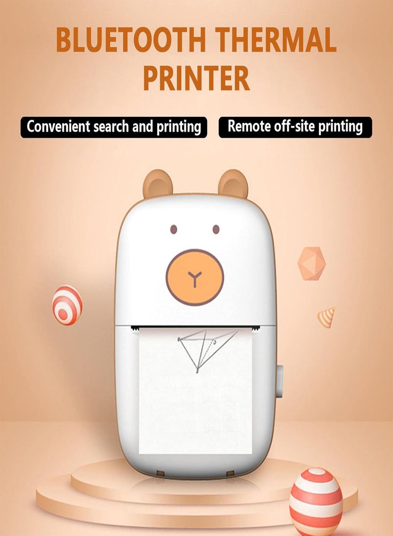GGOOT Mini Printer,Mini Pocket Wireless Thermal Printer with 6 Rolls Printing Paper and 5 Color Pens - Wireless Inkless Printer, Smart Printer for Photo Picture Receipt Label Note QR Code - Image 4