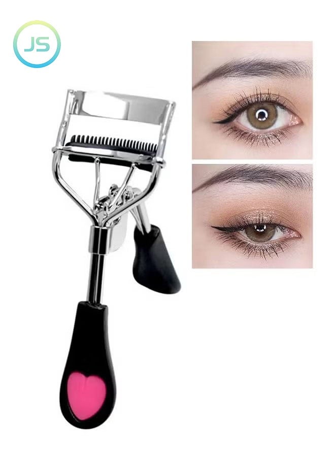 JS Eyelash Handle Clip with Comb, Heart Tweezers, Eyelash Curling Clip, Eye Beauty - Image 1