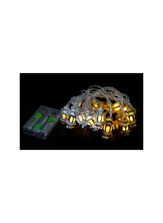 The Bros Ramadan Eid Fanoos String Lights, 6.5 Feet 20 LEDs Eid Mubarak Palace Lantern Lamp for Islamic Indoor Outdoor Home Garden Decoration (Warm White) Battery operated - Image 2