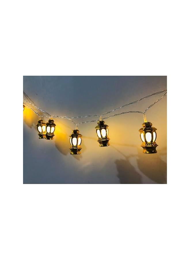 The Bros Ramadan Eid Fanoos String Lights, 6.5 Feet 20 LEDs Eid Mubarak Palace Lantern Lamp for Islamic Indoor Outdoor Home Garden Decoration (Warm White) Battery operated - Image 5