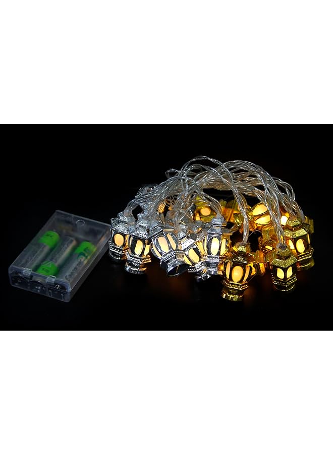 The Bros Ramadan Eid Fanoos String Lights, 6.5 Feet 20 LEDs Eid Mubarak Palace Lantern Lamp for Islamic Indoor Outdoor Home Garden Decoration (Warm White) Battery operated - Image 1