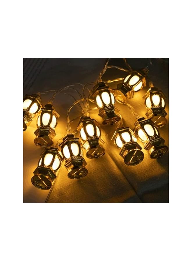 The Bros Ramadan Eid Fanoos String Lights, 6.5 Feet 20 LEDs Eid Mubarak Palace Lantern Lamp for Islamic Indoor Outdoor Home Garden Decoration (Warm White) Battery operated - Image 3