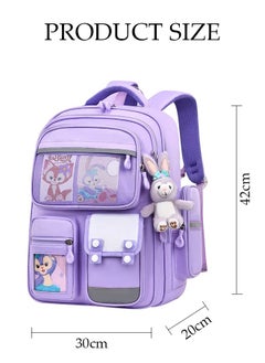 DUNISO Girl's School Backpack Waterproof Book Bag with Compartments and Doll Pendant for Teen Girls Kid Students Elementary School Kids' School Bag With Large Capacity  - Image 4