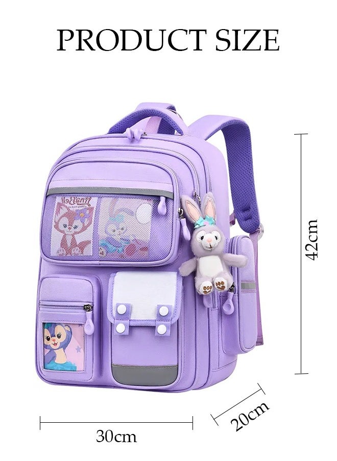 DUNISO Girl's School Backpack Waterproof Book Bag with Compartments and Doll Pendant for Teen Girls Kid Students Elementary School Kids' School Bag With Large Capacity  - Image 4