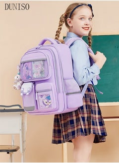 DUNISO Girl's School Backpack Waterproof Book Bag with Compartments and Doll Pendant for Teen Girls Kid Students Elementary School Kids' School Bag With Large Capacity  - Image 2
