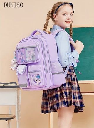 Girl's School Backpack Waterproof Book Bag with Compartments and Doll Pendant for Teen Girls Kid Students Elementary School Kids' School Bag With Large Capacity - view 2