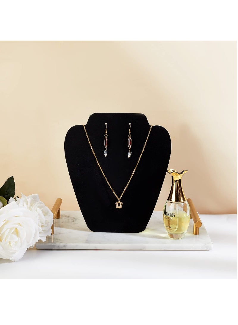 رفعتان مجوهرات من الفيلفيت، حامل أقراط وقلائد باللون الأسود، منظم قلائد ثلاثي الأبعاد، نموذج صغير لعرض المجوهرات الأنيقة - Image 3