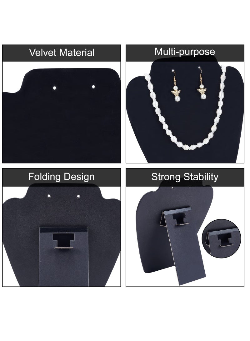 رفعتان مجوهرات من الفيلفيت، حامل أقراط وقلائد باللون الأسود، منظم قلائد ثلاثي الأبعاد، نموذج صغير لعرض المجوهرات الأنيقة - Image 5