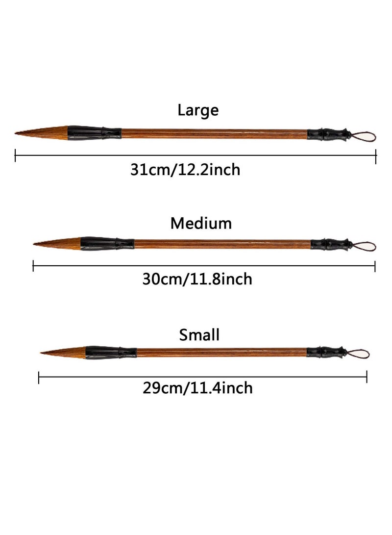 SOLARAE Chinese Calligraphy Brush, Writing Drawing Watercolor Ink Brushes Hubi Painting‚ÄÇKanji Japanese Sumi‚ÄÇWolf Bamboo Brushes Set for Professional Beginner - Image 5