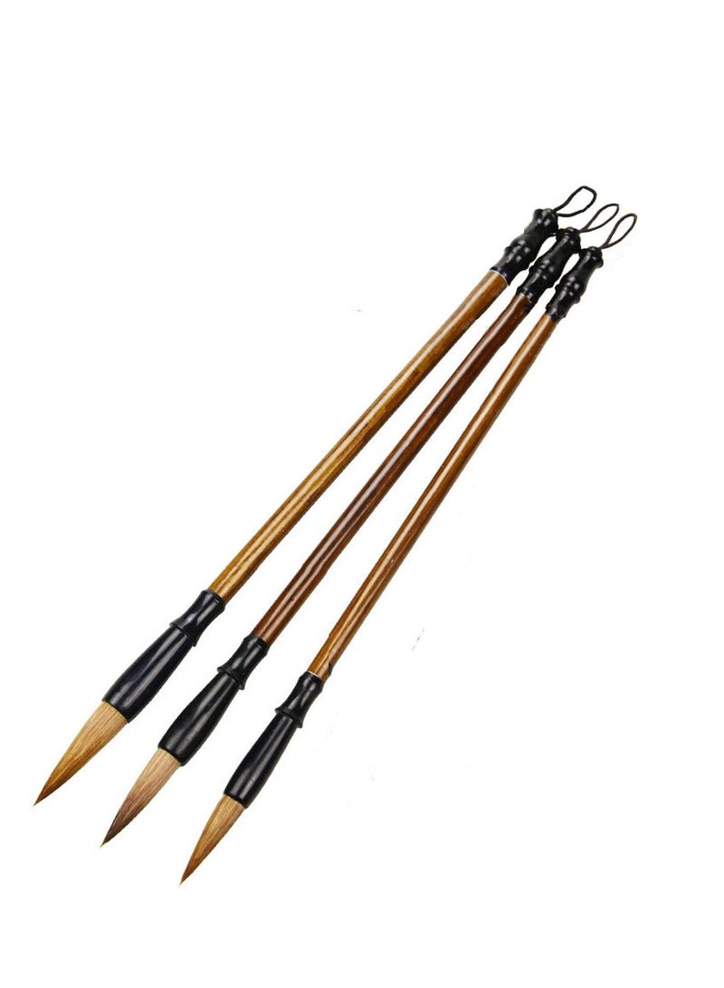 SOLARAE Chinese Calligraphy Brush, Writing Drawing Watercolor Ink Brushes Hubi Painting‚ÄÇKanji Japanese Sumi‚ÄÇWolf Bamboo Brushes Set for Professional Beginner - Image 1