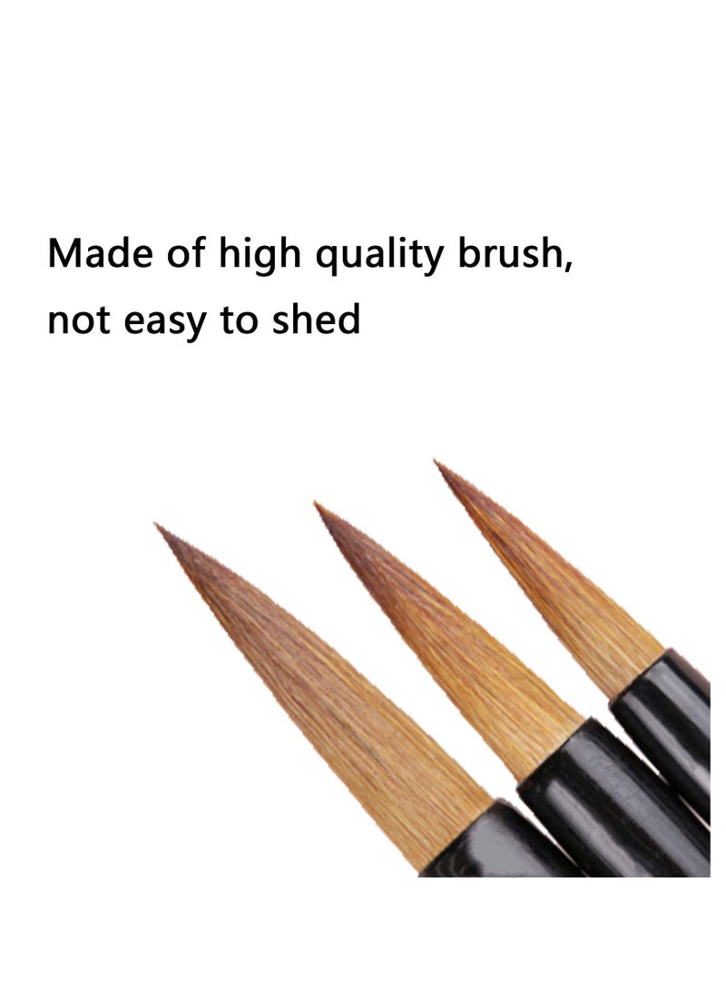 SOLARAE Chinese Calligraphy Brush, Writing Drawing Watercolor Ink Brushes Hubi Painting‚ÄÇKanji Japanese Sumi‚ÄÇWolf Bamboo Brushes Set for Professional Beginner - Image 2
