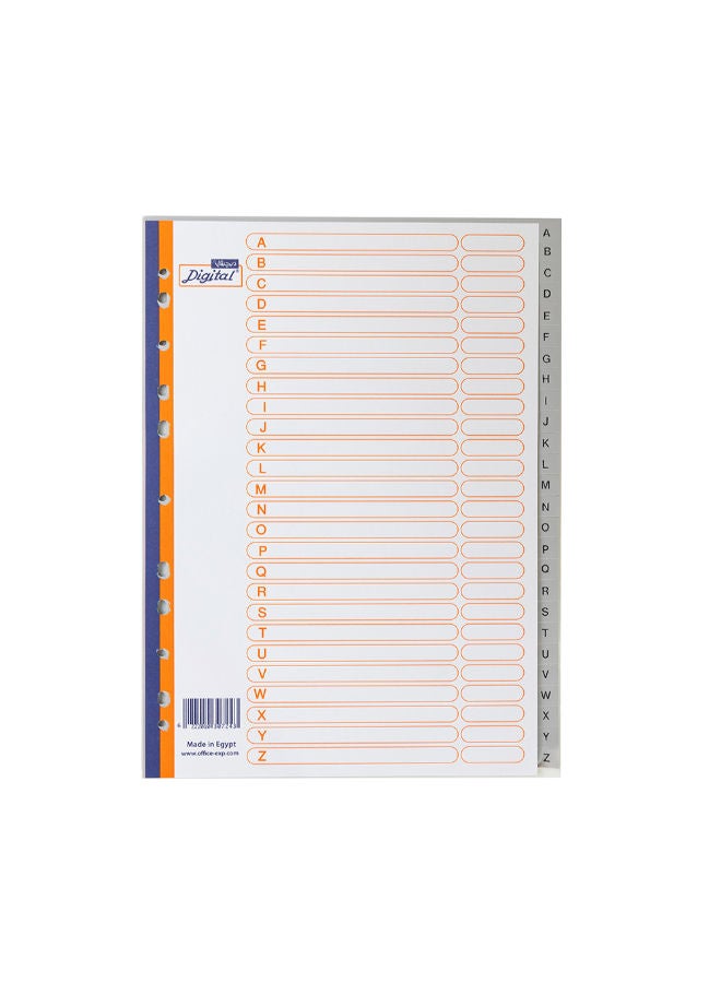ديجيتال فواصل مقاس A4 مطبوع  - A-Z