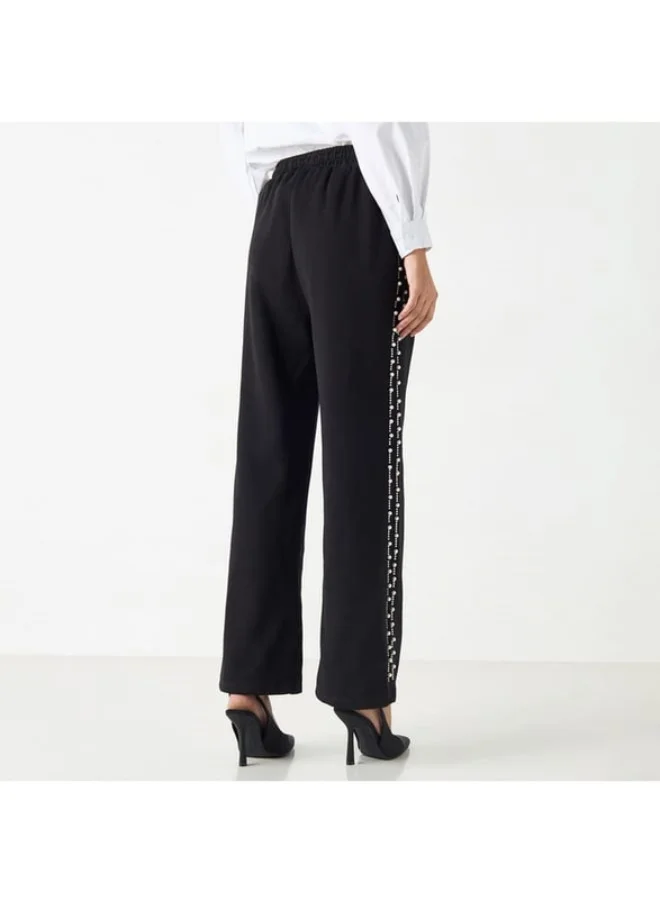 2Xtremz 2Xtremz Embellished Mid-Rise Trousers with Drawstring Closure and Pockets