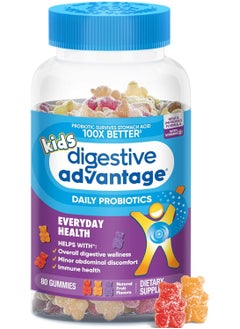Probiotic Gummies For Digestive Health, Daily Probiotics For Kids, Support For Occasional Bloating, Minor Abdominal Discomfort & Gut Health, 80ct Natural Fruit Flavors