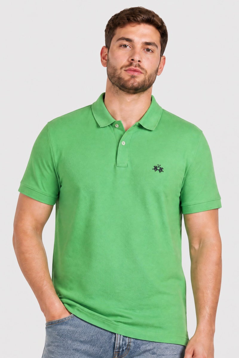 La Martina Men Regular Fit Short Sleeve Embroidered Logo Polo Shirt, Green - Image 1