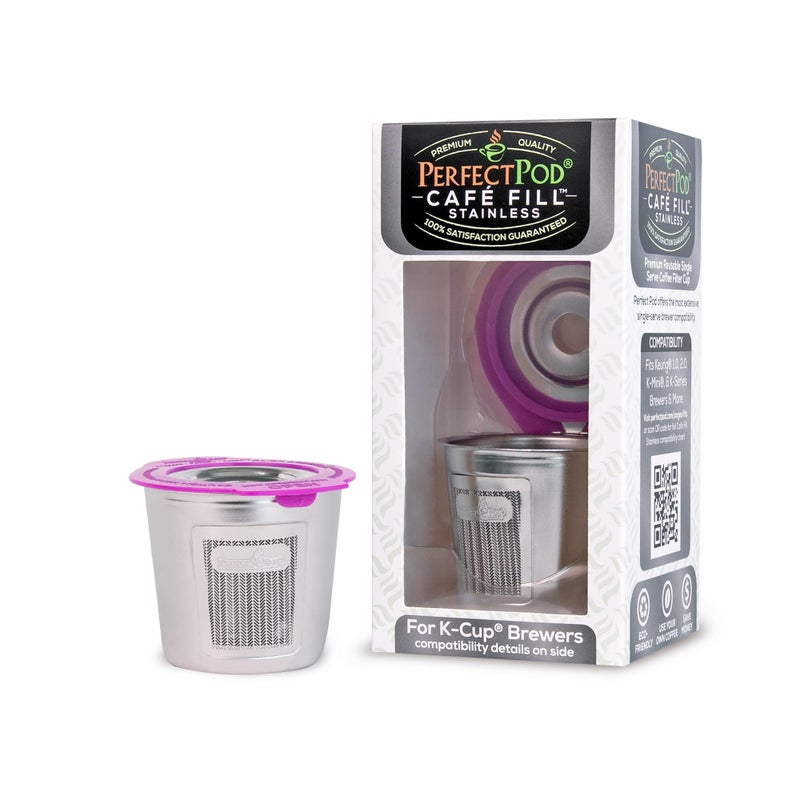 Perfect Pod Cafe Fill Stainless Steel by Perfect Pod  Reusable K Cup Coffee Pod Metal Filter Compatible with Keurig 10 20 KMini KSlim1Stream KDuo  Other KSeries  Models See Full Compatibility Chart