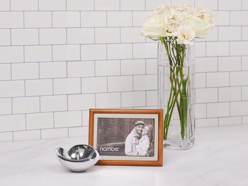 Nambe Nambe Hayden Picture Frame  4"" x 6  | Vintage and Contemporary Design | Tabletop Display and Home Office D cor | Made of Silver Plate  Acacia Wood  and Glass | Designed by Mike Altomari - Image 2