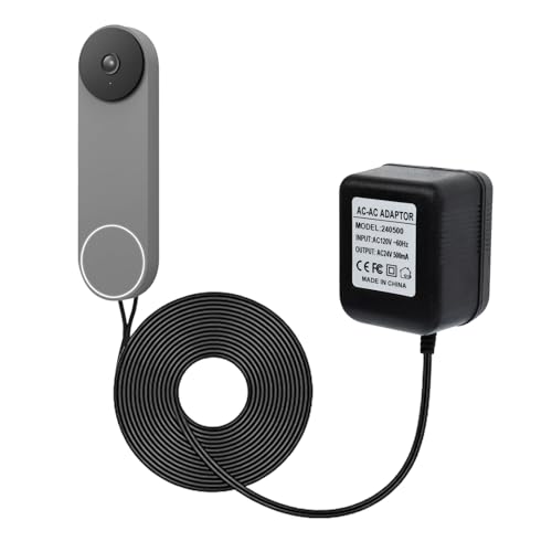 VVHOOY 24V Transformer Doorbell Power Adapter Compatible with Google Nest,Wyze,Eufy Video Doorbells, C Wire Adapter 16.4ft/5m Extension Cable Doorbell Power Adapter Doorbell Supply Cord - Image 1