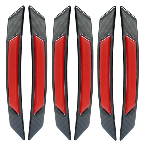 Moicstiy 6Pcs Car Reflective Trim Side Marker Stickers Door Reflector Guard Automotive Exterior Accessories Truck Wheel Well Arch Bumper FendersRedBlack - Image 1