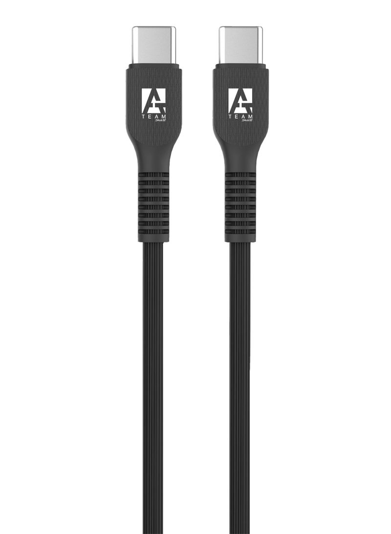 ATEAM  Smart USB Cable USB03 Type C to Type C 30W for Data Transfer Hard Drive Enclosures, Printers, Modems, Cameras -2M Black, Anti-puling. Anti bending