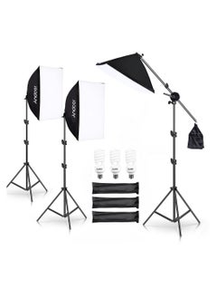 Studio Photography Light Kit Softbox Lighting Set with 135W LED Light Bulb * 3/ 50x70cm Softbox * 3/ 2M Light Stand * 3/ Boom Arm * 1 for Studio Portrait Product Photo Video Live Broadcast