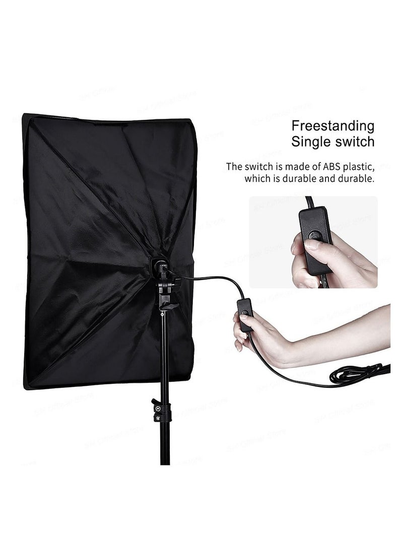 Generic - Studio Photography Light Kit Softbox Lighting Set with 135W LED Light Bulb * 3/ 50x70cm Softbox * 3/ 2M Light Stand * 3/ Boom Arm * 1 for Studio Portrait Product Photo Video Live Broadcast - Image 1