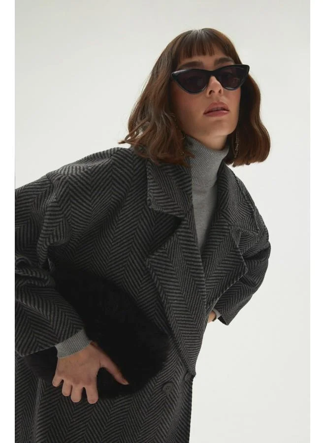 جون June Patterned Coat Anthracite