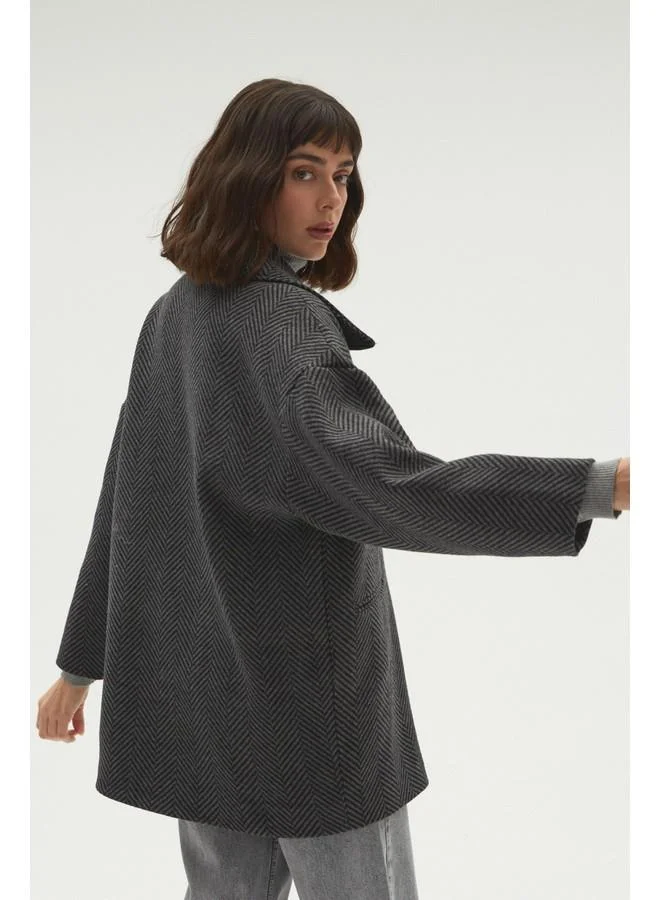جون June Patterned Coat Anthracite
