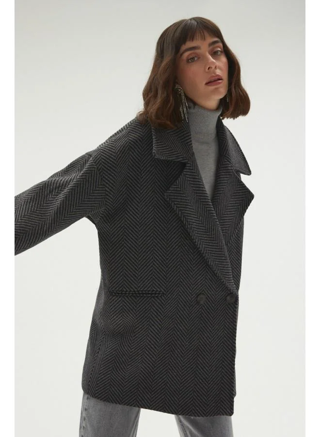 جون June Patterned Coat Anthracite