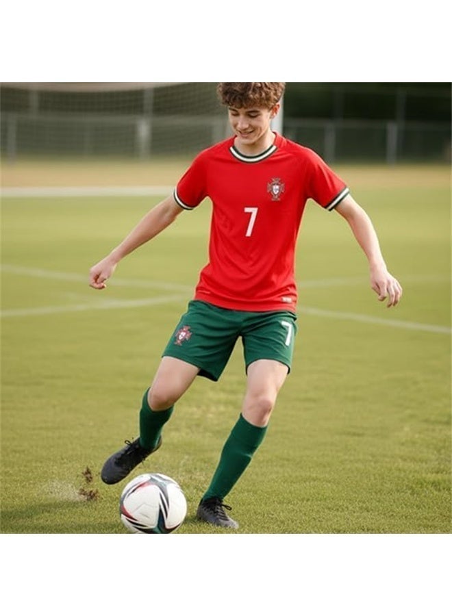 2025/26 National Team Home Soccer Jersey Kit, Ronaldo #7 Football Uniform Set, Breathable Soccer Shirt with Shorts, Socks - Image 3