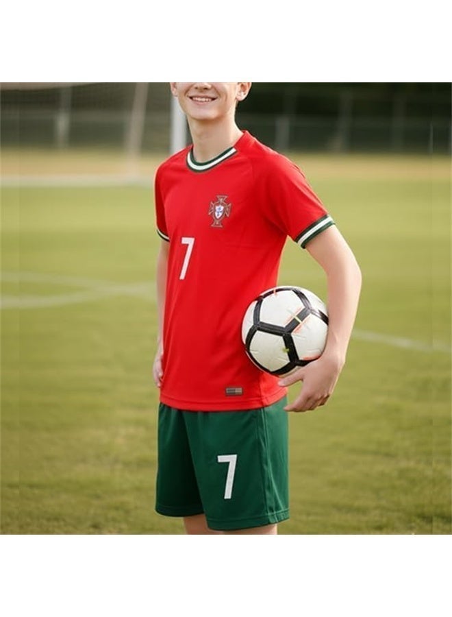 2025/26 National Team Home Soccer Jersey Kit, Ronaldo #7 Football Uniform Set, Breathable Soccer Shirt with Shorts, Socks - Image 4