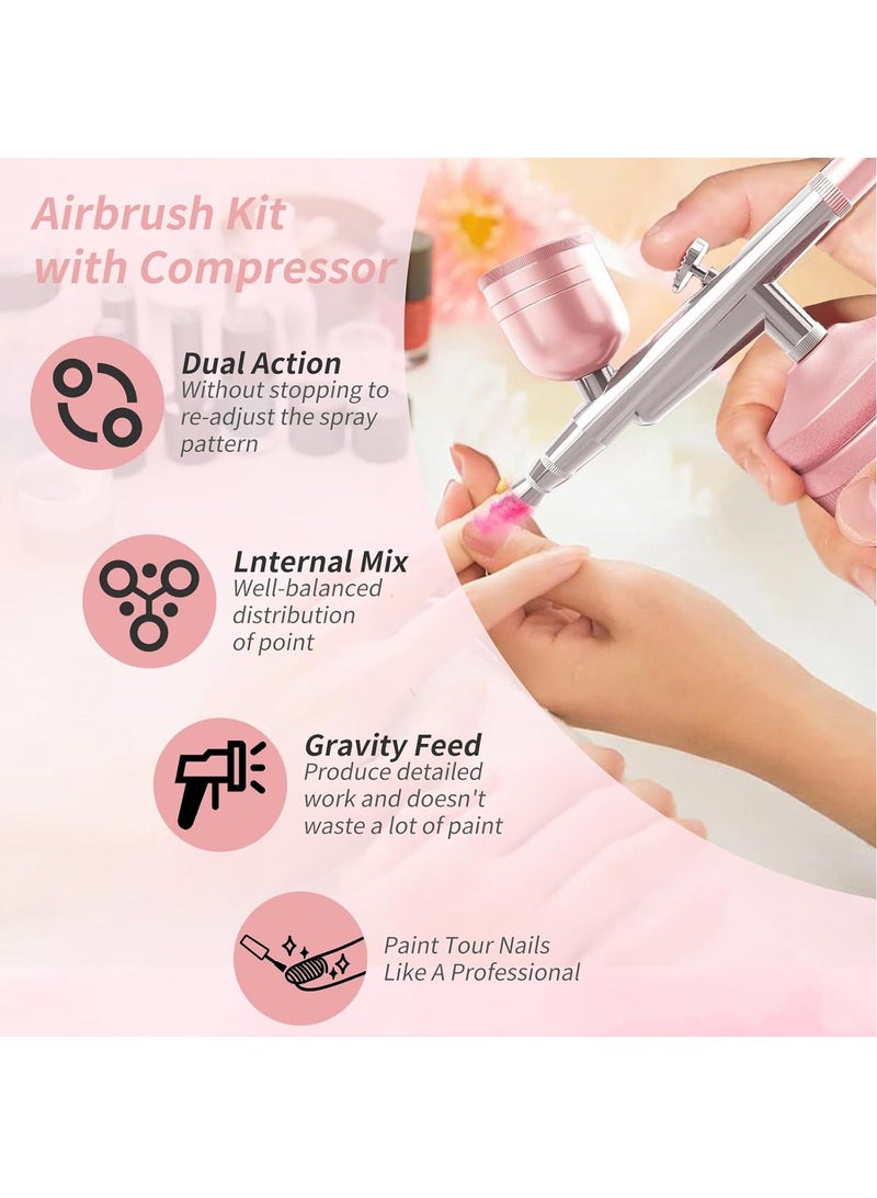 KADIP Airbrush Kit with Air Compressor, Cordless Rechargeable with 0.3mm Nozzle and Cleaning Brush,3 High-Pressure Modes Handheld Spray Machine for Painting, Cake Decor, Pastry, Makeup, Nail Art (Pink) - Image 5