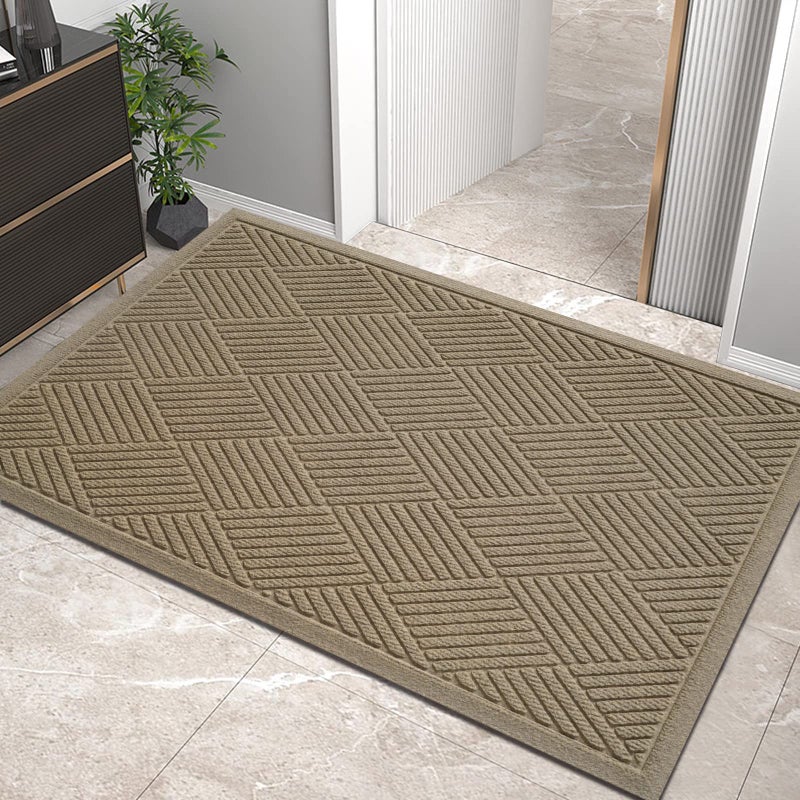 HIYARD Sturdy Front Door Mat, Absorbent Muddy Dirt Resist Welcome Door Mats Outdoor Indoor, Stain and Fade Resistant, Non-Slip Rubber Backing Low Profile Doormat for Entryway, 36Ã—24, Beige - Image 1