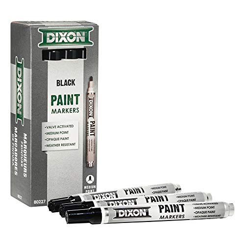 Dixon Industrial Paint Markers, Medium Tip, Box of 12 Markers, Black (80227) - Image 1