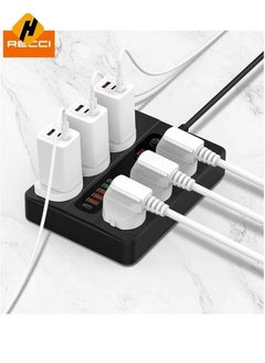HuHa Recci PD+QC UK Plug Power Socket (6 AC Outlets, Type-C + 5 USB Ports  - Image 1