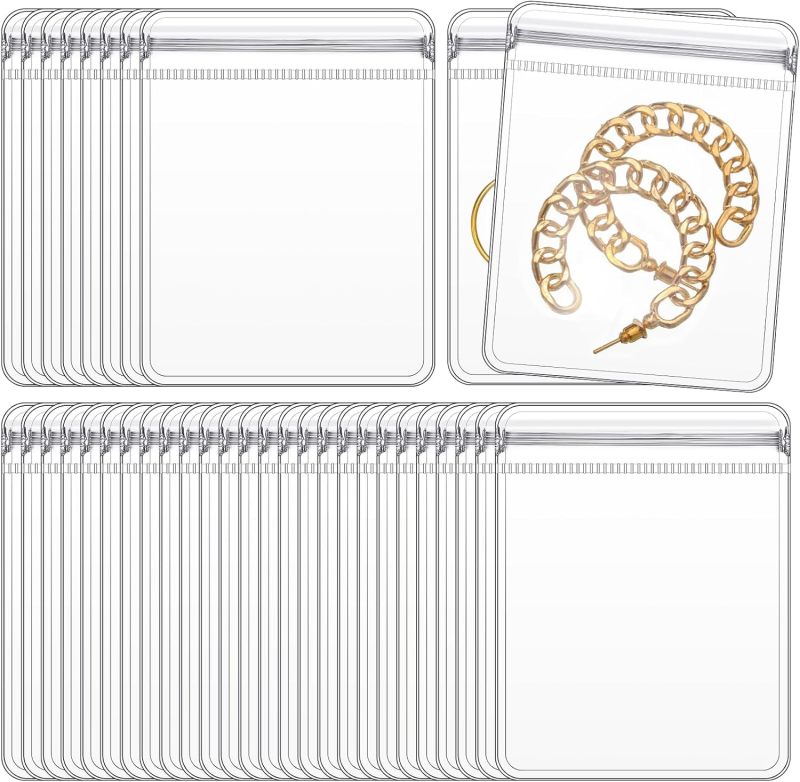200 transparent PVC jewelry self-sealing bags, sealed storage bag 6x8cm waterproof and anti-oxidation, ring earrings jewelry packaging bags - Image 2