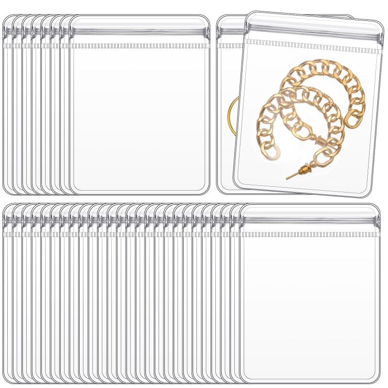 200 transparent PVC jewelry self-sealing bags, sealed storage bag 6x8cm waterproof and anti-oxidation, ring earrings jewelry packaging bags - Image 1