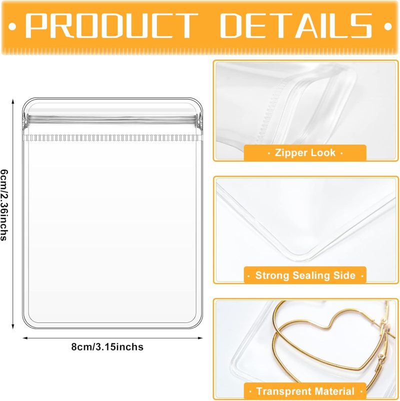 200 transparent PVC jewelry self-sealing bags, sealed storage bag 6x8cm waterproof and anti-oxidation, ring earrings jewelry packaging bags - Image 4