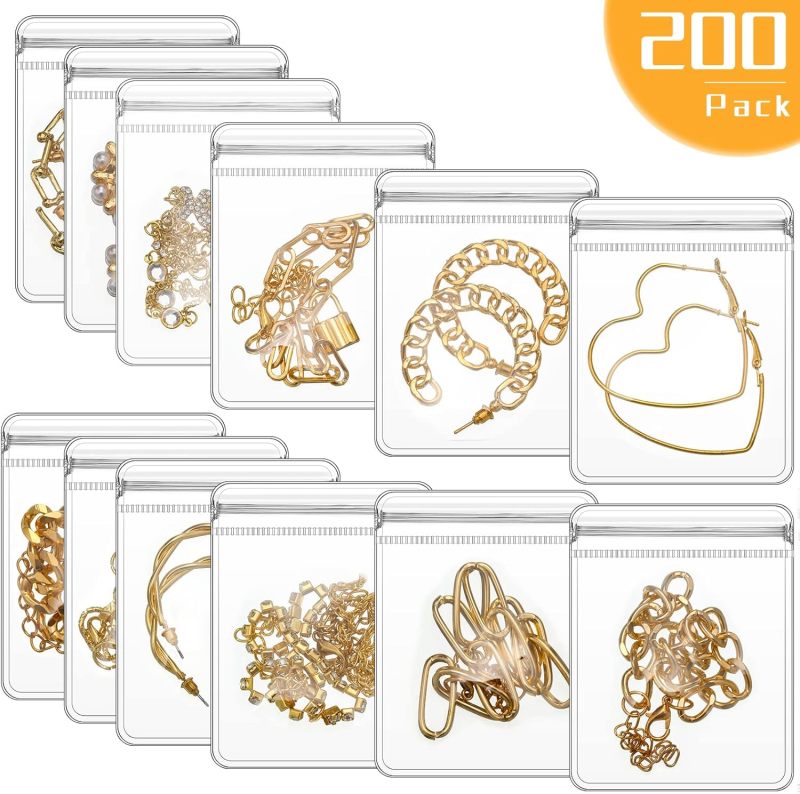 200 transparent PVC jewelry self-sealing bags, sealed storage bag 6x8cm waterproof and anti-oxidation, ring earrings jewelry packaging bags - Image 3