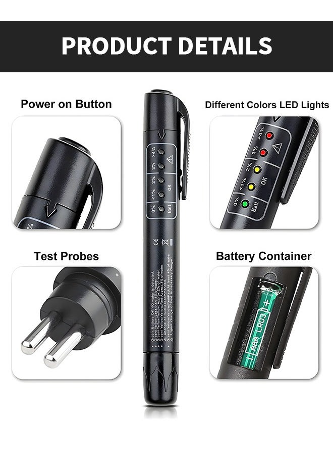 GROIC Brake Fluid Liquid Tester, Auto Brake Diagnostic Testing Tool, Hydraulic Fluid Liquid Oil Moisture Analyzer with 5 LED Indicators, Auto Brake Diagnostic Testing Tool for DOT3 DOT4 Brake Fluid  - Image 4